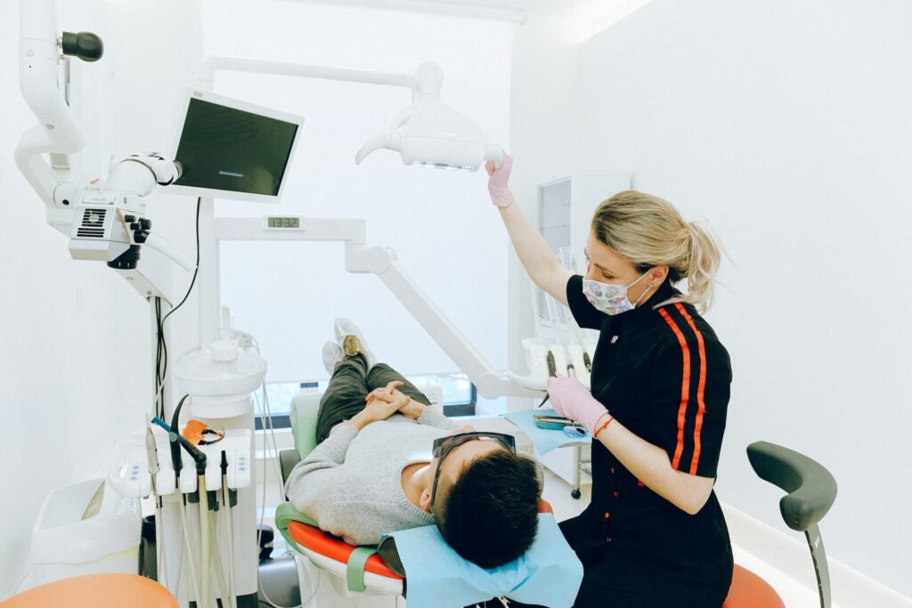 Man laying down in dentist chair