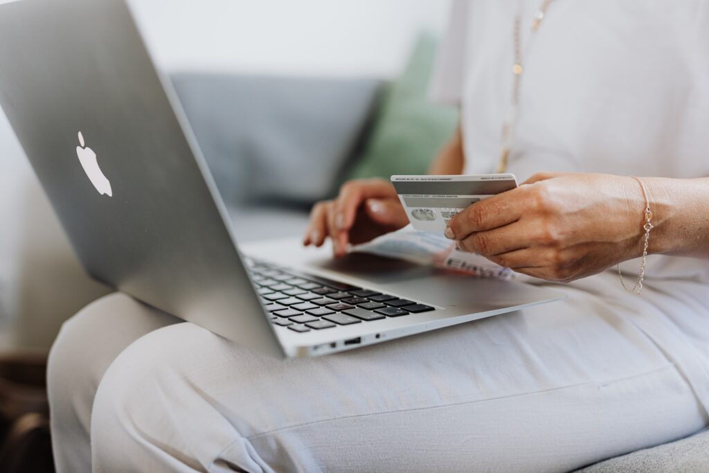 person online shopping with credit card
